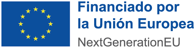 Logo de la Unión Europea con el texto "Financiado por la Unión Europea" y "NextGenerationEU", representando el apoyo financiero para proyectos de desarrollo sostenible en Europa.